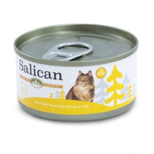 Salican 白肉吞拿魚+鮮蝦 啫喱貓罐頭 85g
