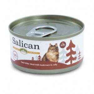 Salican 白肉吞拿魚+鯛魚 啫喱貓罐頭 85g